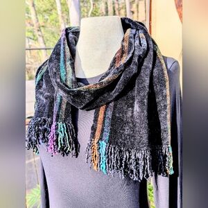 Thick Velvety Black Winter Scarf